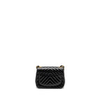 Chanel Mini Square Chevron Flap Bag Lambskin Black GHW
