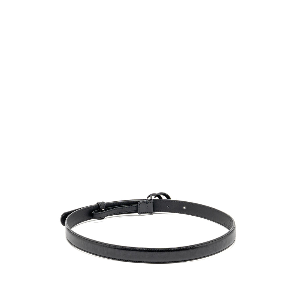 Gucci Size 75 GG Marmont 20MM Thin Belt Black Leather Black Hardware
