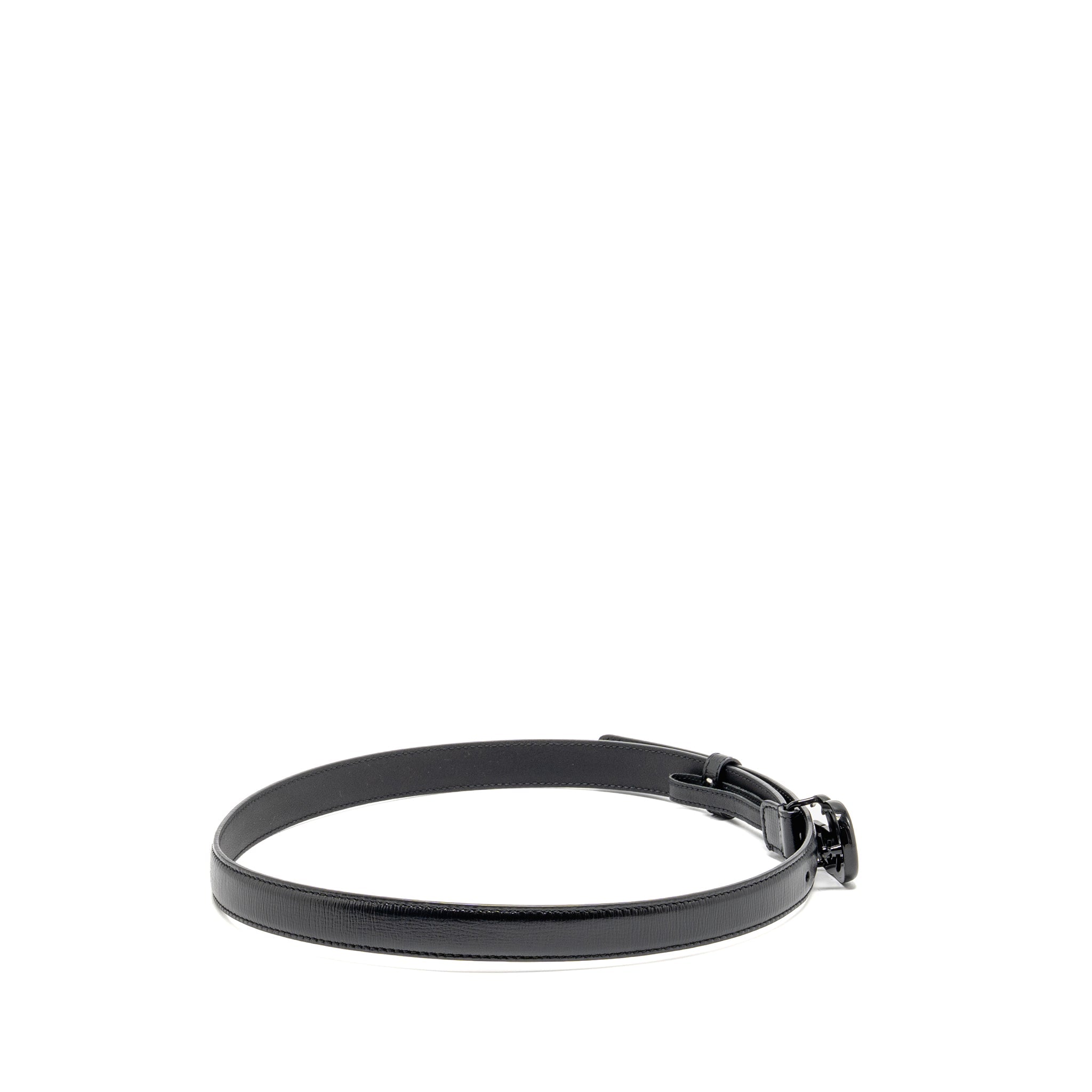Gucci Size 75 GG Marmont 20MM Thin Belt Black Leather Black Hardware