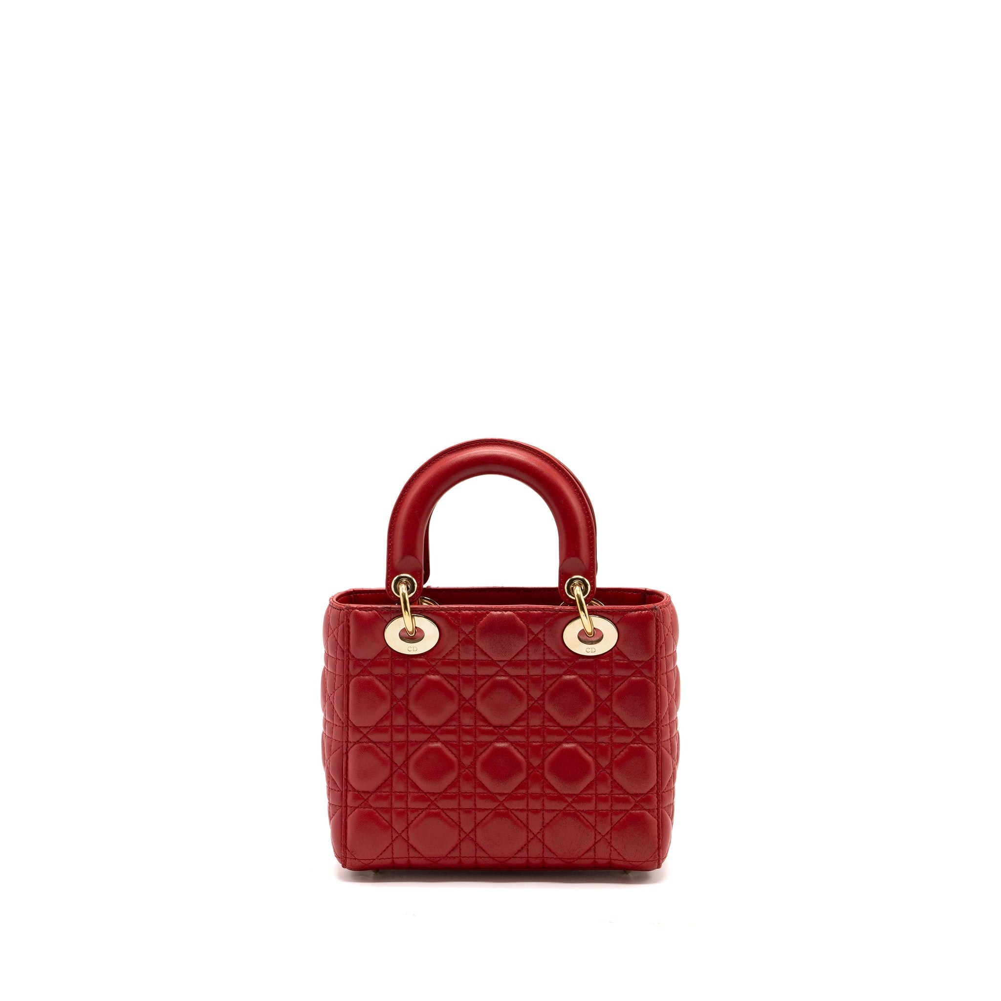 Dior small lady dior lambskin red with GHW