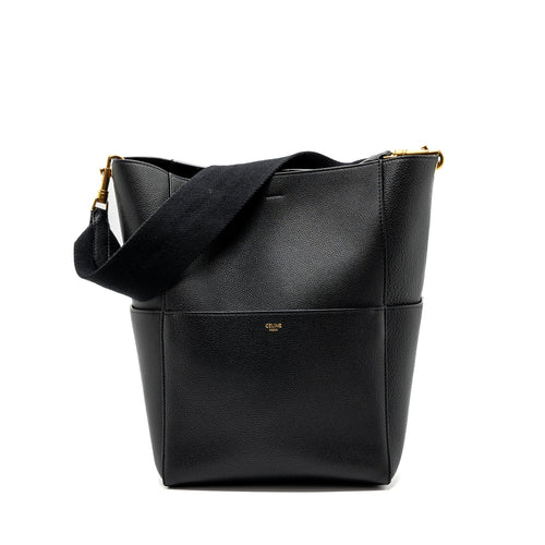 Celine Sangle Bucket Bag Grained Calfskin Black
