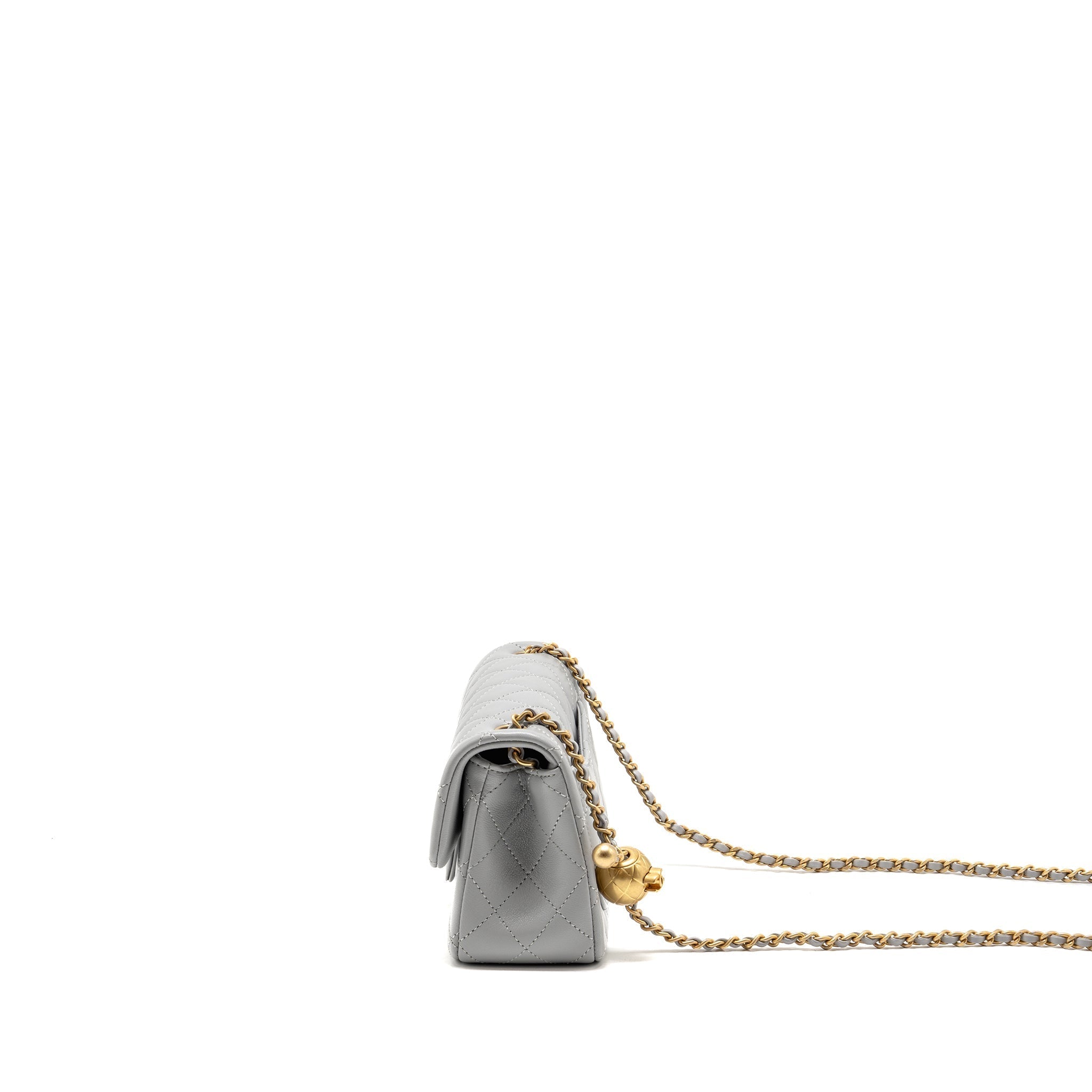 Chanel Pearl Crush Mini rectangular flap bag lambskin grey GHW (microchip)