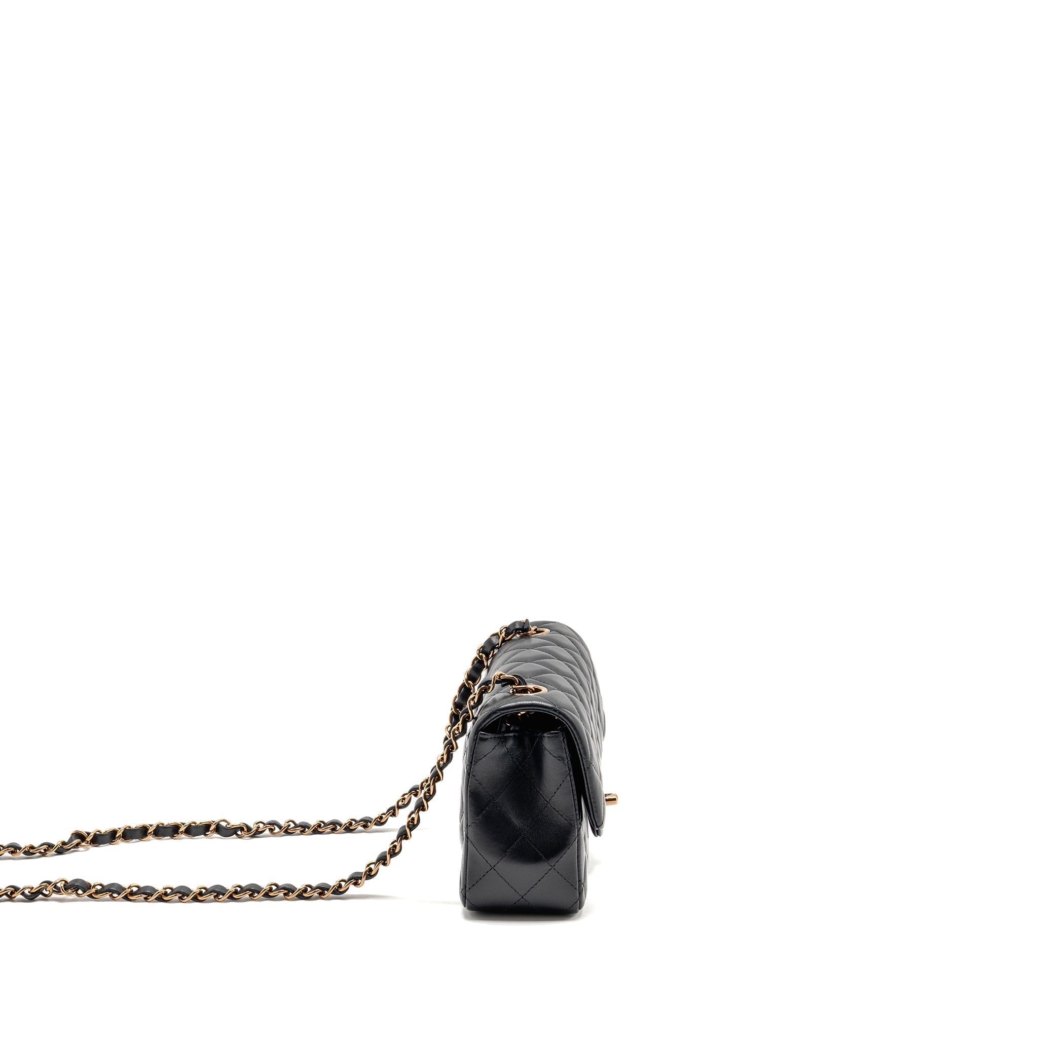 Chanel Mini Rectangular Flap Bag Lambskin Black RGHW (Microchip)