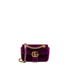 Gucci Mini GG Marmont Shoulder Bag Velvet Hot Pink GHW