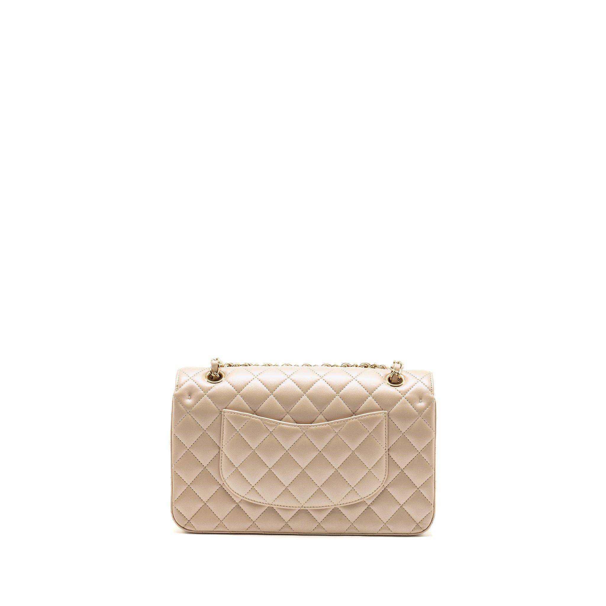 Chanel Medium Classic Double Flap Bag Lambskin Iridescent Ivory LGHW