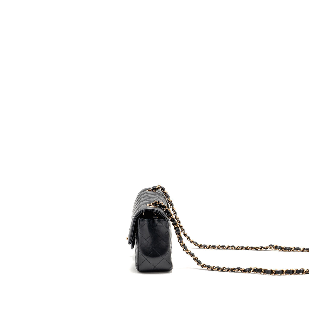Chanel Mini Rectangular Flap Bag Lambskin Black RGHW (Microchip)
