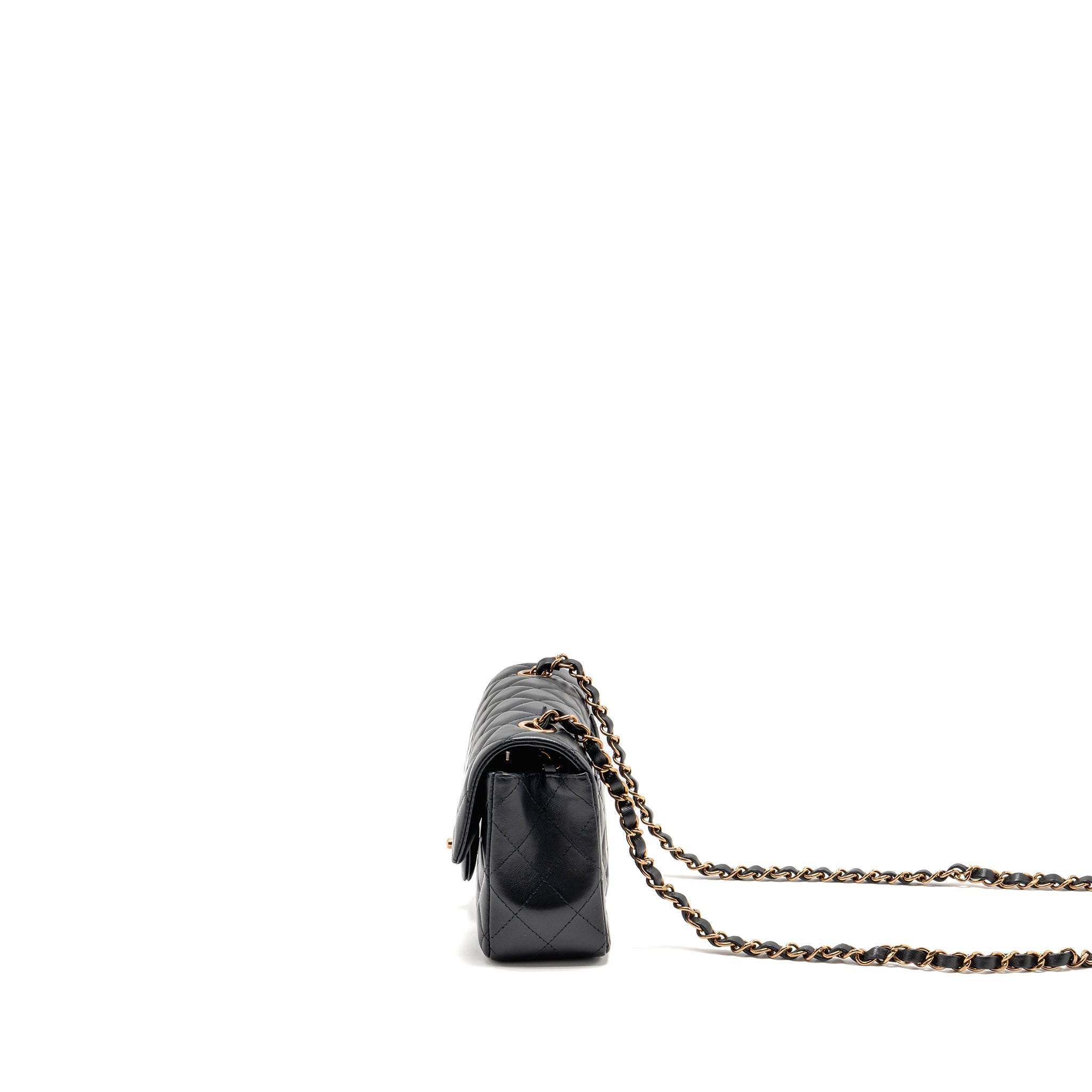 Chanel Mini Rectangular Flap Bag Lambskin Black RGHW (Microchip)