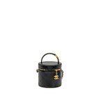 Chanel Pearl Letter Logo Detailed Vanity Case Calfskin Black GHW