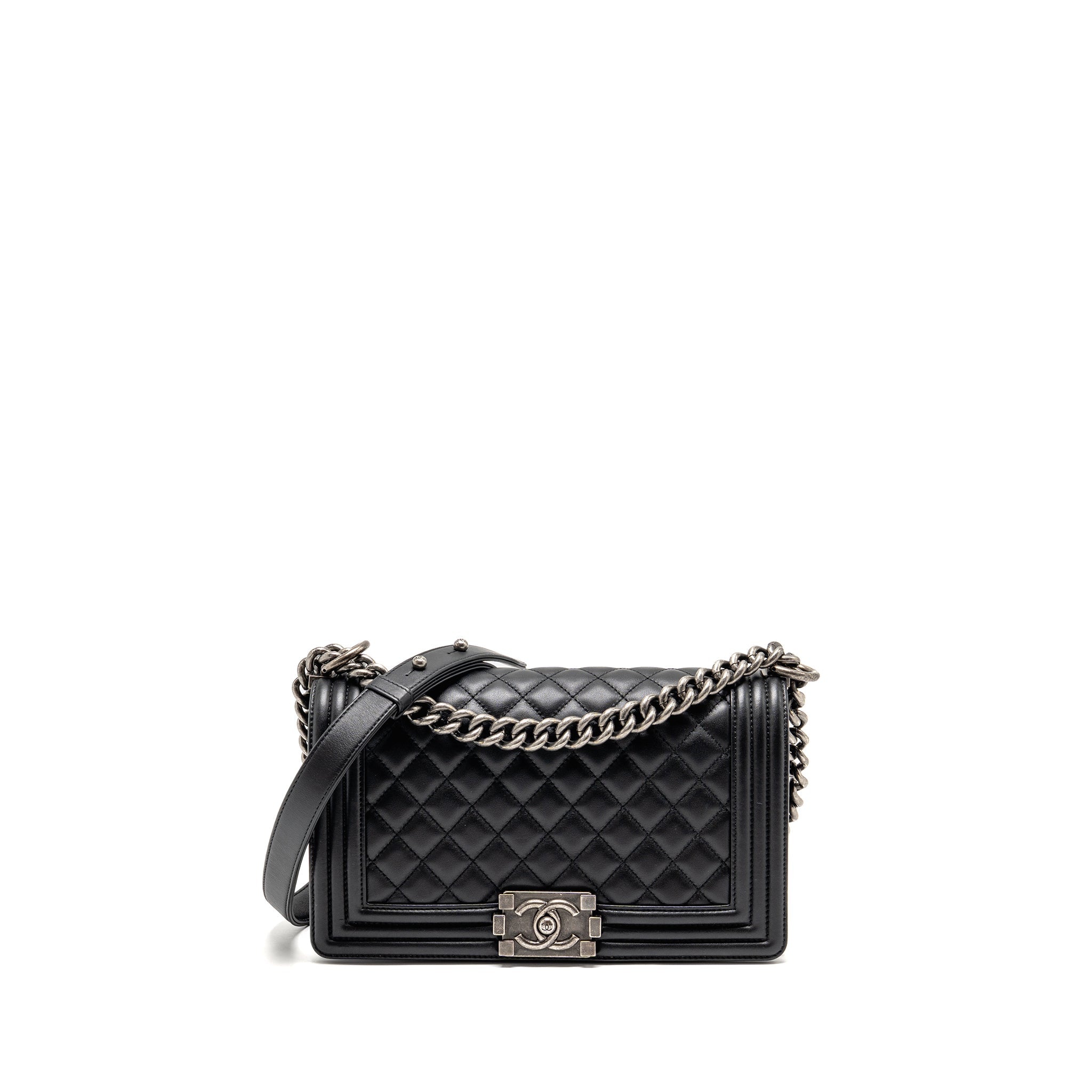 Chanel Medium Boy bag calfskin black ruthenium SHW