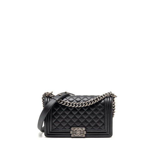 Chanel Medium Boy bag calfskin black ruthenium SHW