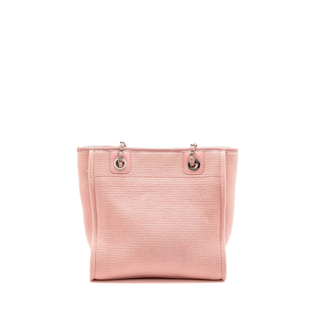 CHANEL DEAUVILLE PM TOTE BAG CANVAS PINK SHW (MICROCHIP)