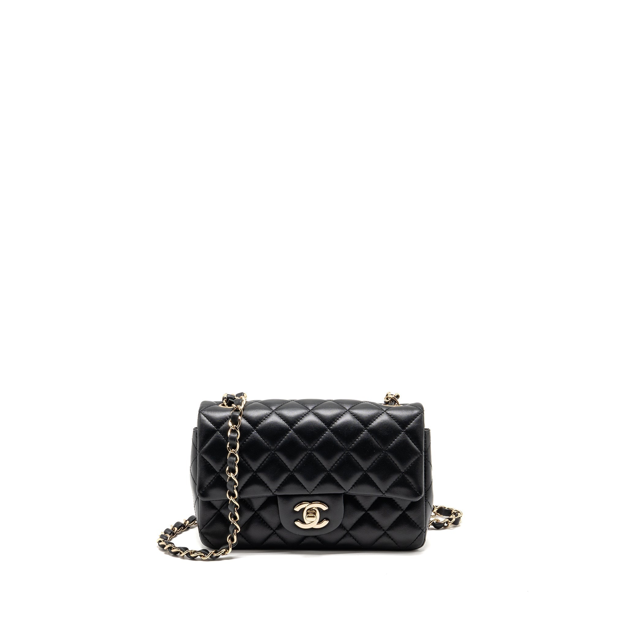 Chanel Mini Rectangular Flap Bag Lambskin Black LGHW