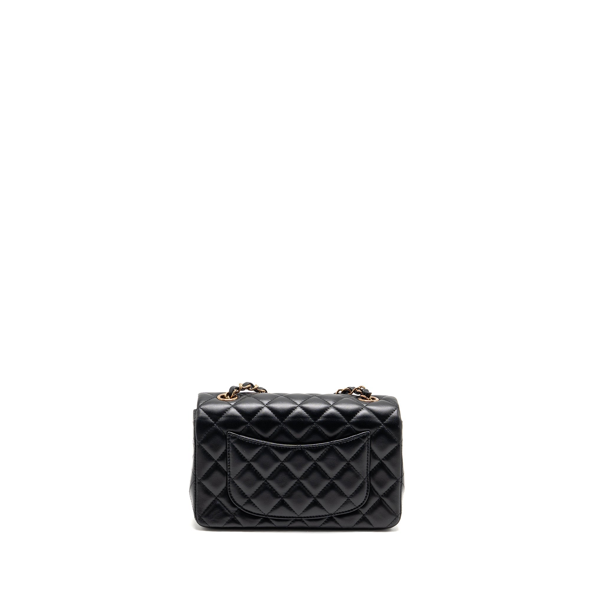 Chanel Mini Rectangular Flap Bag Lambskin Black RGHW (Microchip)