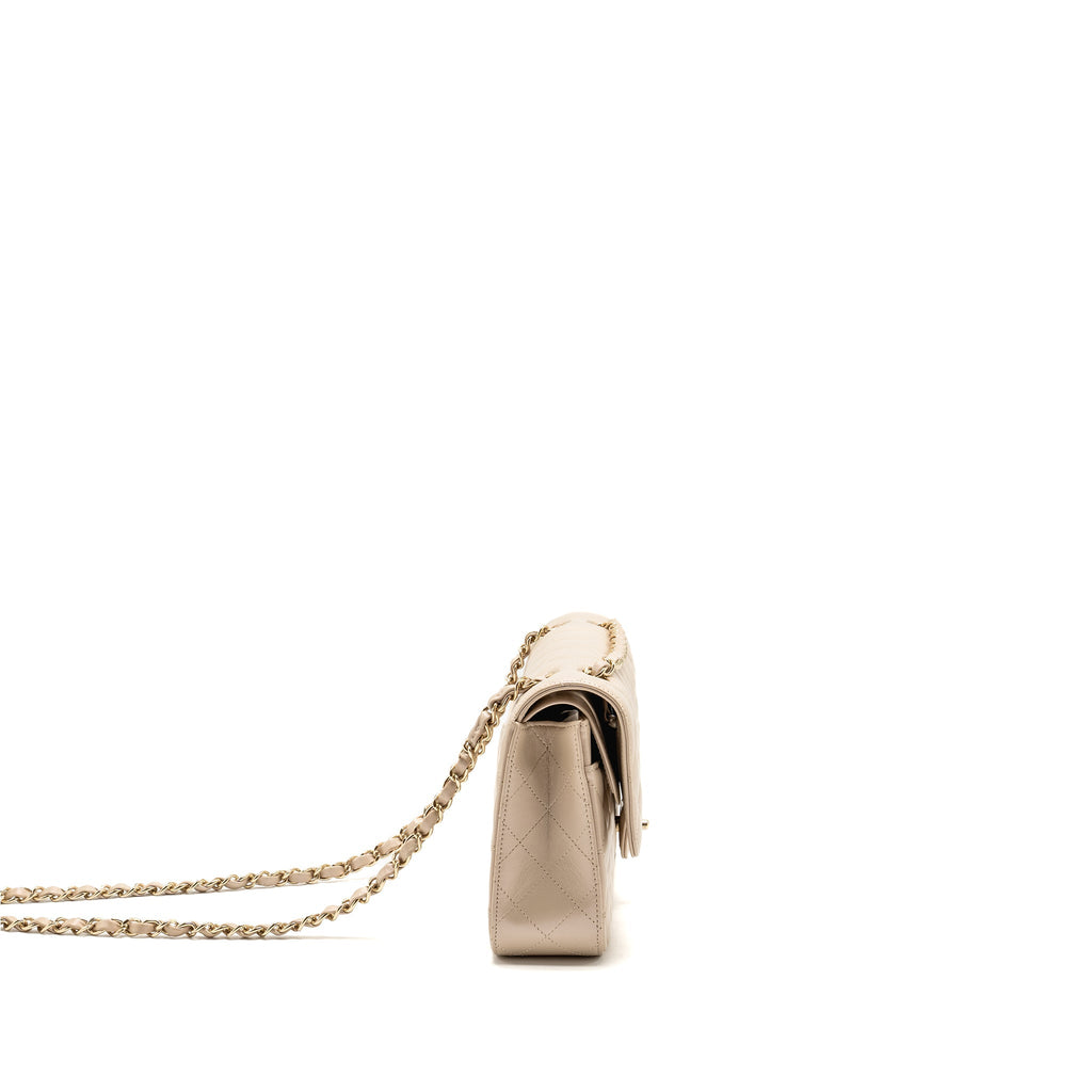 Chanel Medium Classic Double Flap Bag Lambskin Iridescent Ivory LGHW