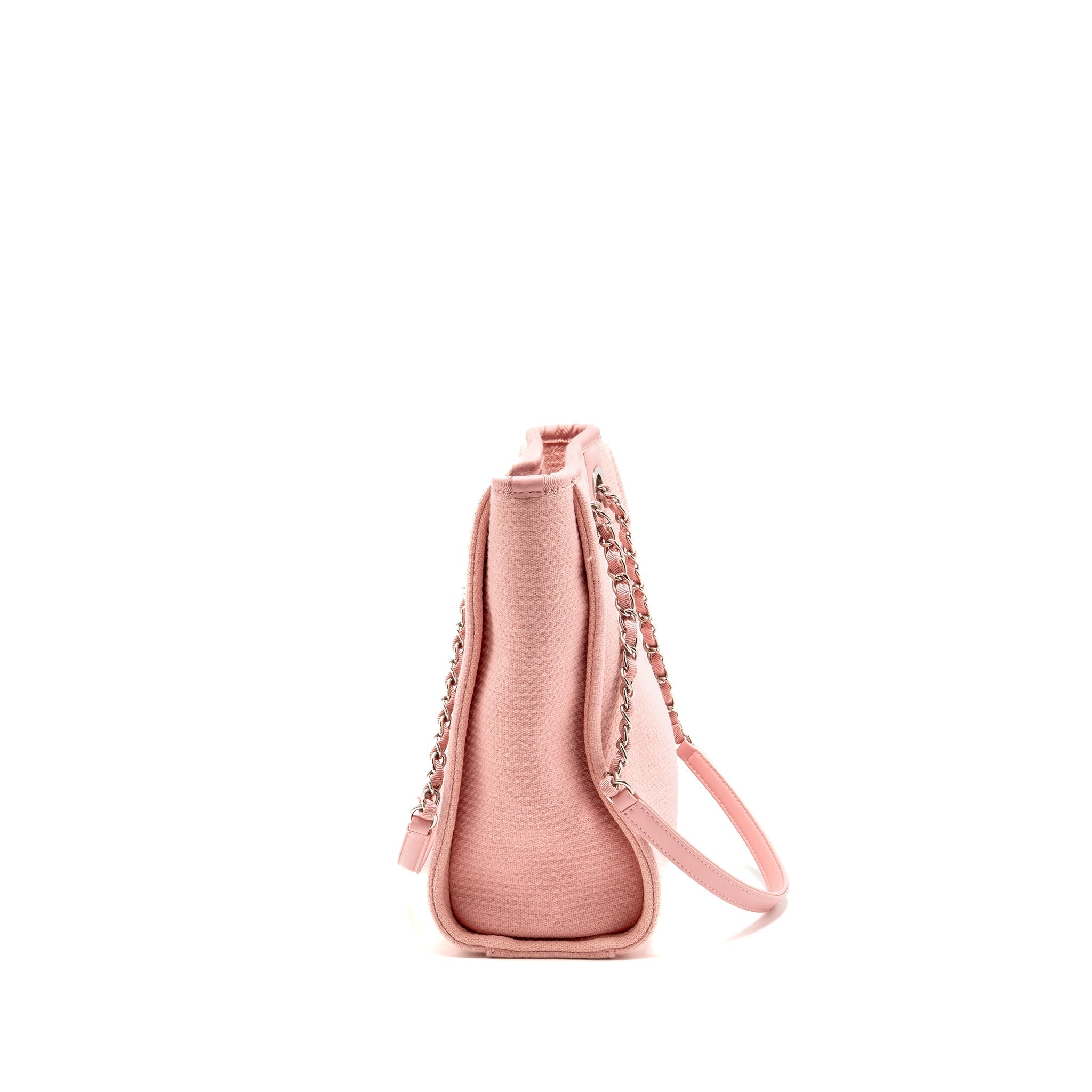 CHANEL DEAUVILLE PM TOTE BAG CANVAS PINK SHW (MICROCHIP)
