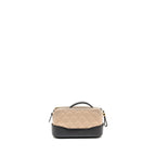 Chanel Gabrielle Double Zip Clutch on Chain Aged Calfskin Beige/Black Multicolour Hardware