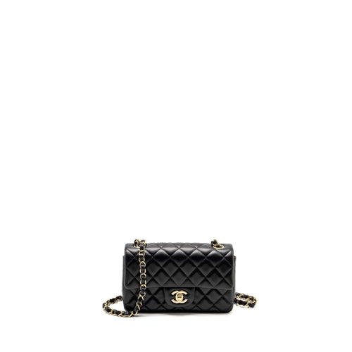 Chanel Mini Rectangular Flap Bag Lambskin Black LGHW (microchip)