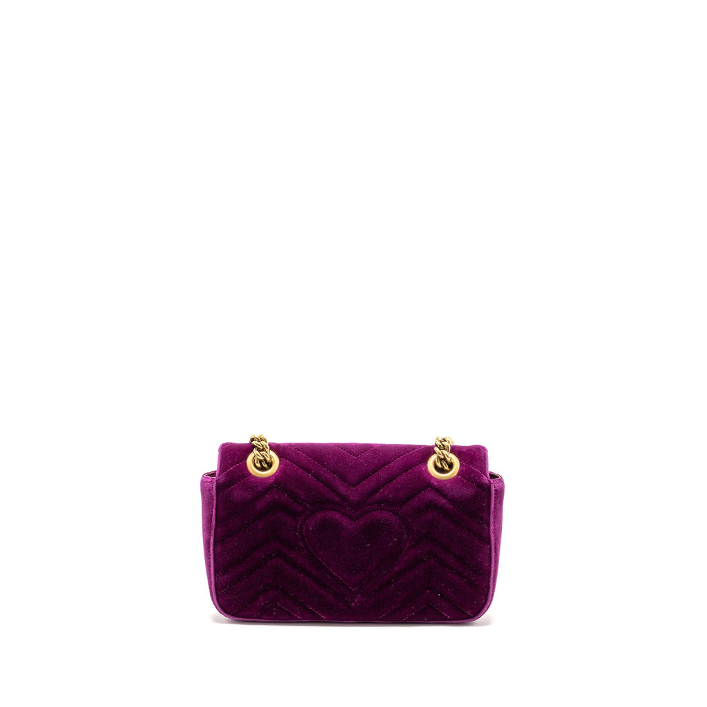 Gucci Mini GG Marmont Shoulder Bag Velvet Hot Pink GHW