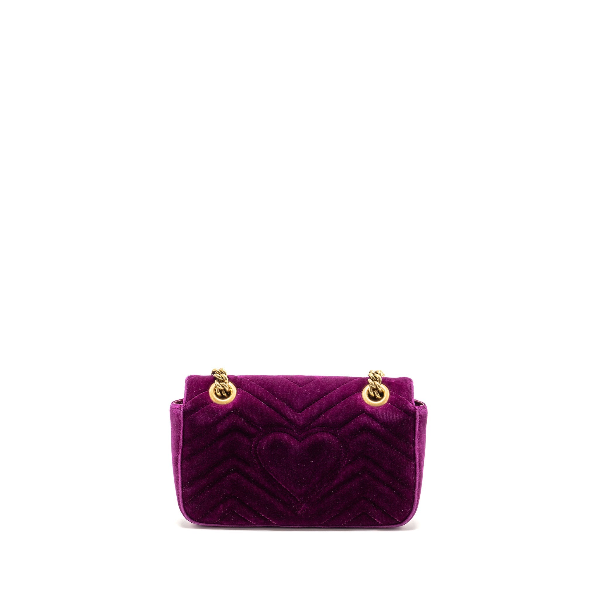 Gucci Mini GG Marmont Shoulder Bag Velvet Hot Pink GHW