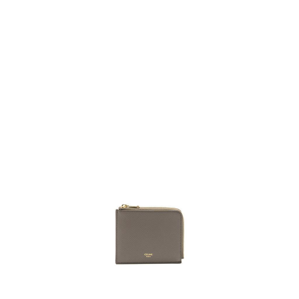 Celine Zipped Purse with removable card holder calfskin / lambskin grey / light blue
