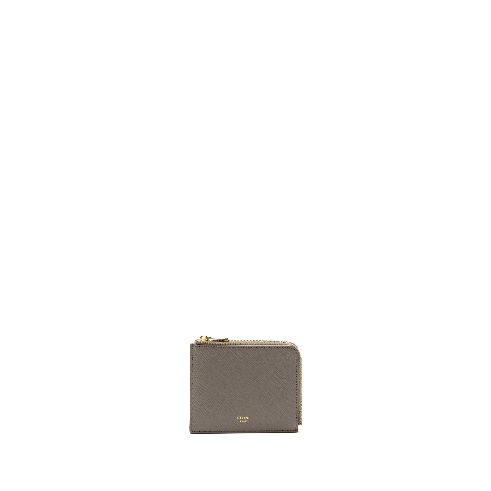 Celine Zipped Purse with removable card holder calfskin / lambskin grey / light blue