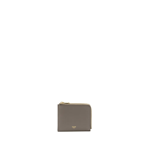 Celine Zipped Purse with removable card holder calfskin / lambskin grey / light blue