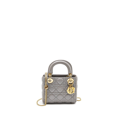 Dior Mini Lady Dior Lambskin Iridescent Grey LGHW