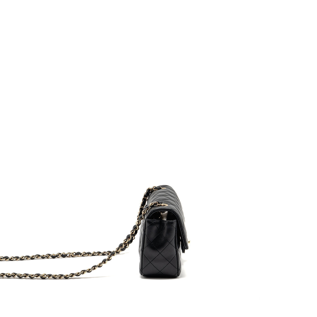 Chanel Mini Rectangular Flap Bag Lambskin Black LGHW