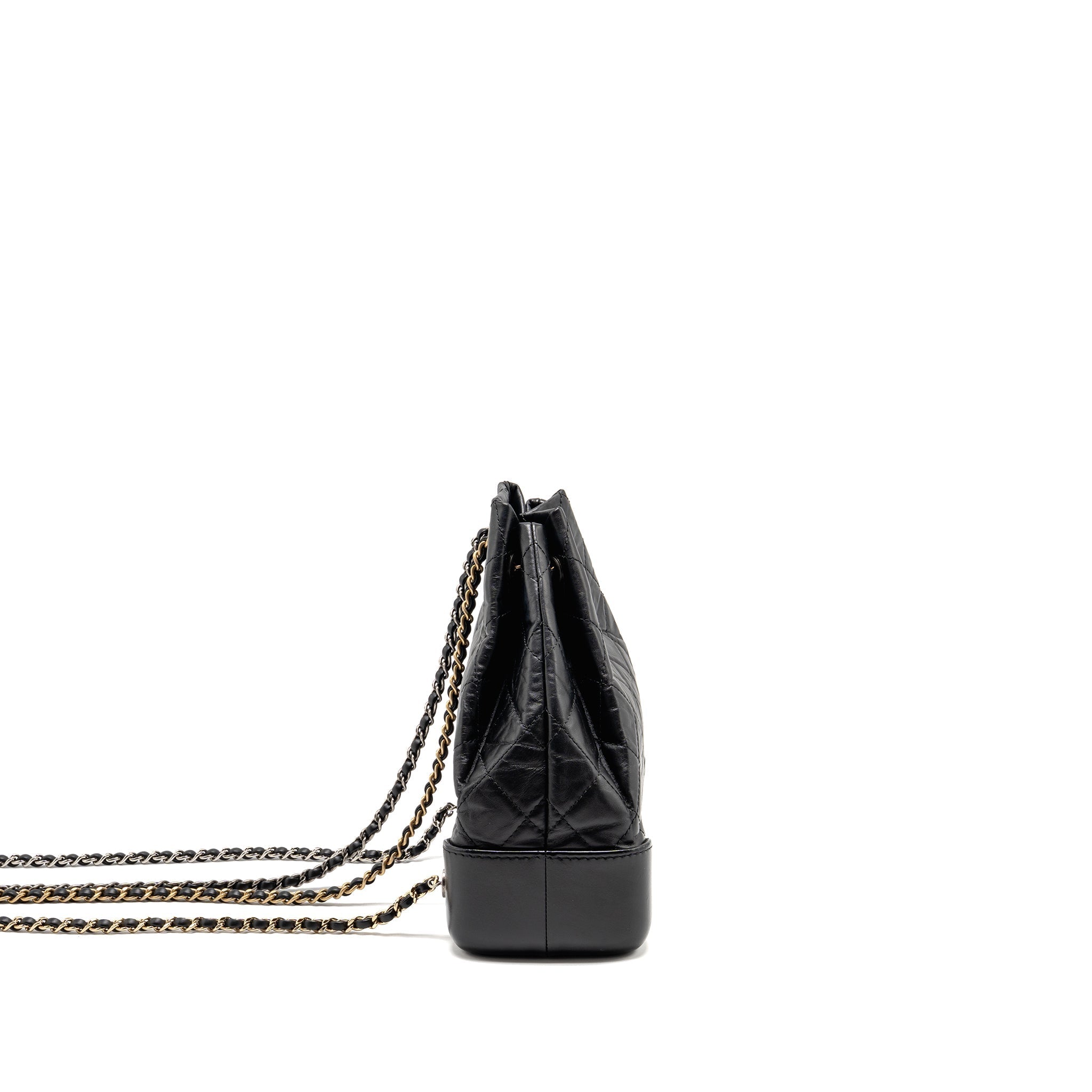 Chanel Small Gabrielle Hobo Bag Aged Calfskin Black Multicoloured Hardware