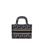 Dior Mini book Tote Blue Oblique Embroidery