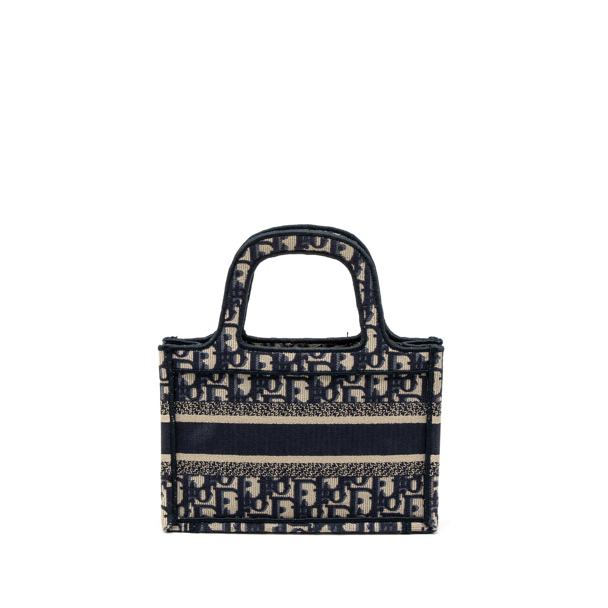 Dior Mini book Tote Blue Oblique Embroidery
