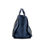 Chanel Large Deauville Tote Bag Canvas/Calfskin Navy Blue LGHW