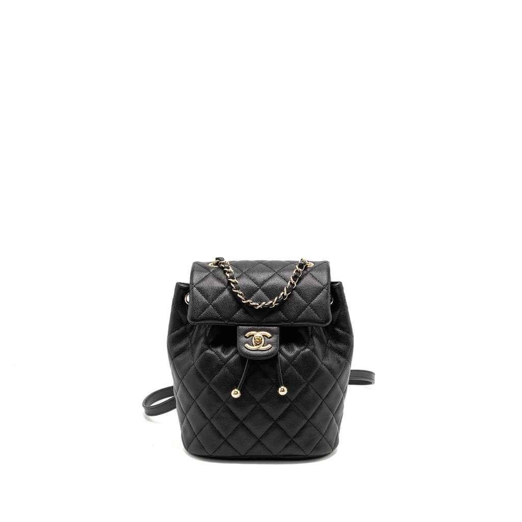 Chanel Quilted Mini Backpack Caviar Black LGHW (Microchip)
