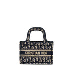 Dior Mini book Tote Blue Oblique Embroidery