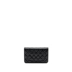 Chanel CC logo quilted wallet on chain caviar black LGHW (microchip)