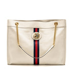 Gucci Rajah large chain tote bag leather white GHW