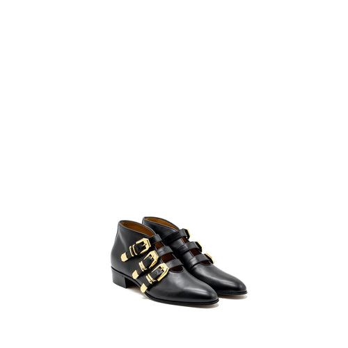 Gucci size 38 triple buckle ankle boots black GHW