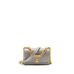 Chanel Mini Quilted Flap Bag With Chain Handle Caviar Grey GHW (microchip)