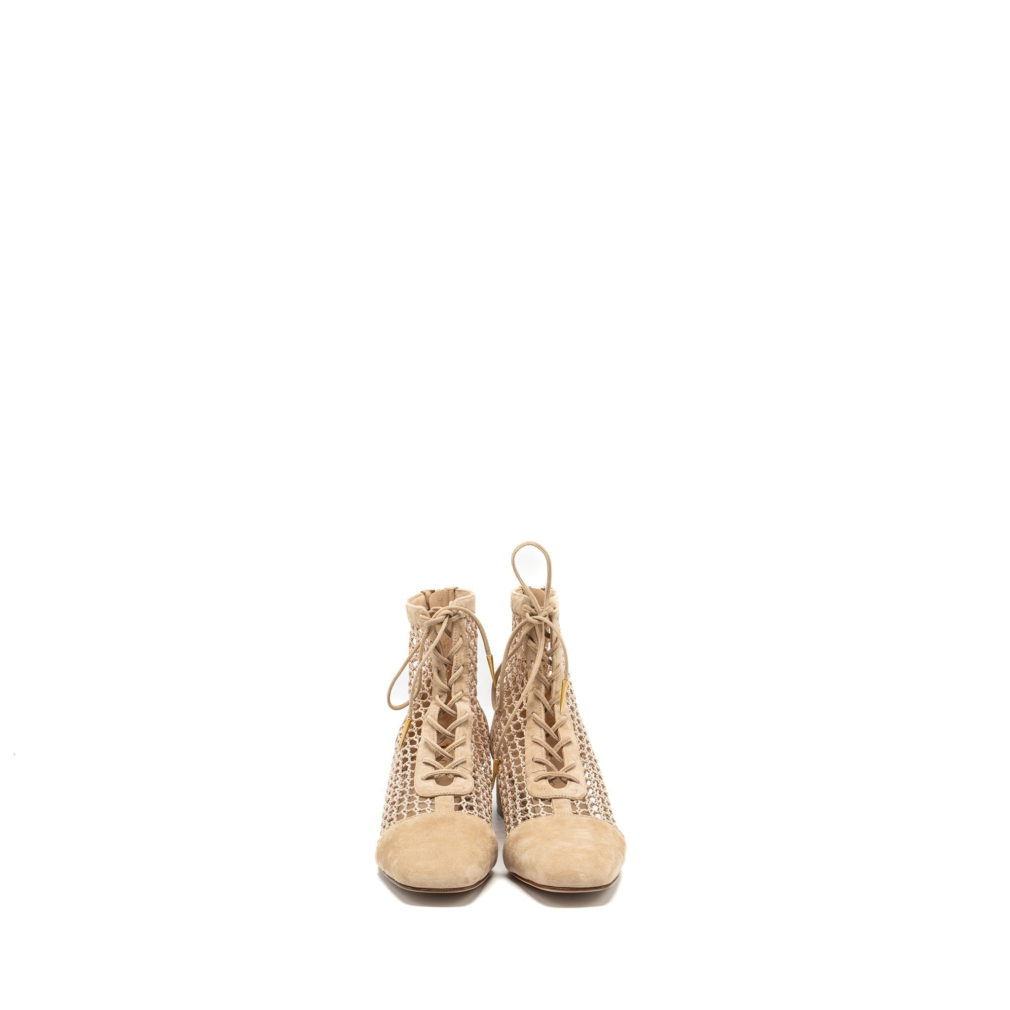 Dior Size 37.5 Naughtily-D Boots Suede/Resille Nude GHW
