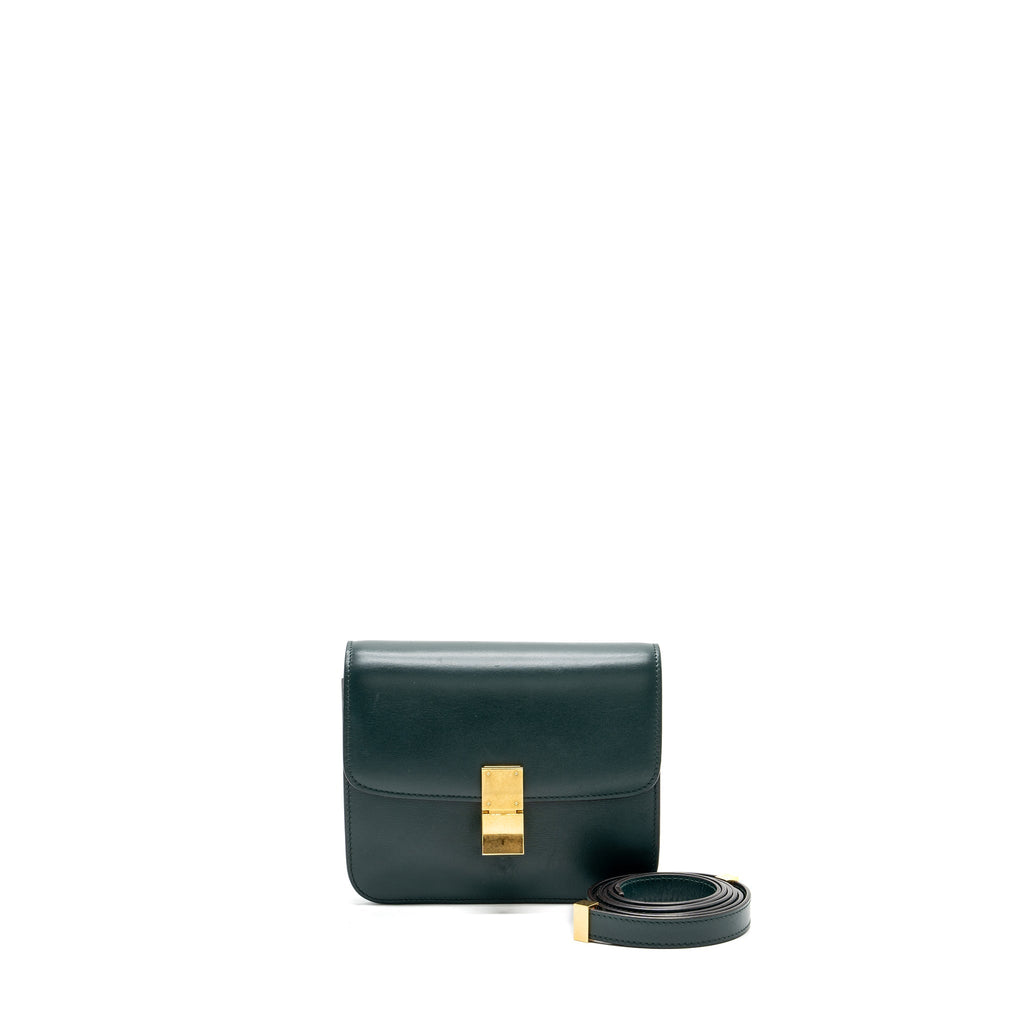 Celine Teen classic box bag calfskin dark green