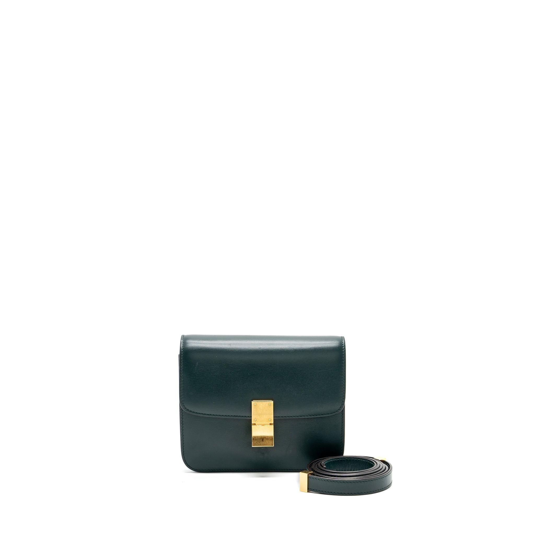 Celine Teen classic box bag calfskin dark green