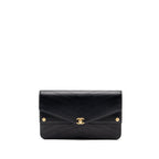 Chanel Voyage Chevron Clutch Calfskin Black GHW