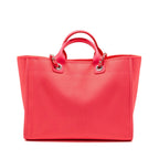 Chanel Large Deauville Tote Shopping Bag Canvas/Calfskin Hot Pink SHW