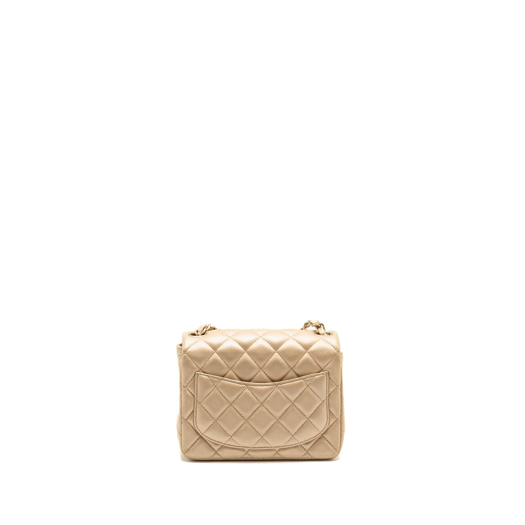 Chanel Mini Square flap Bag Lambskin Gold GHW