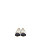 Chanel Size 37.5 23C Ballerinas Flat Shoes Glittered Fabric/Grosgrain White/Multicolour/Black