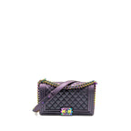 Chanel Medium Boy Bag Goatskin Iridescent Purple Multicolour Hardware