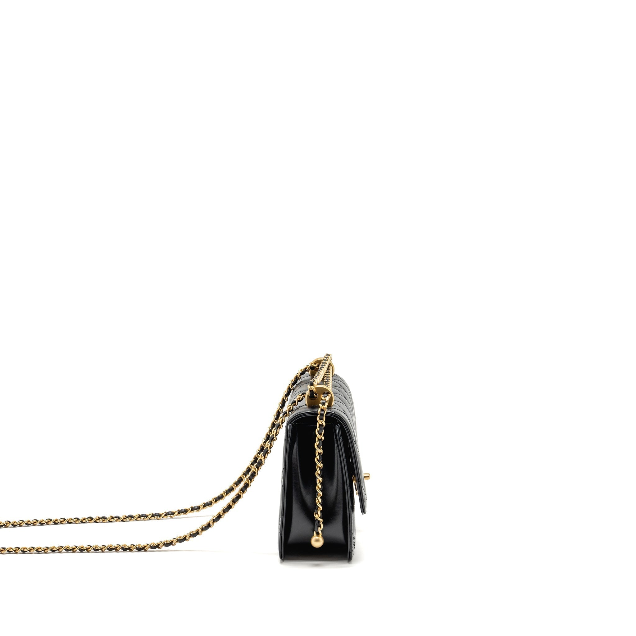 Chanel Gold Crush Flap Bag Calfskin Black GHW (Microchip)