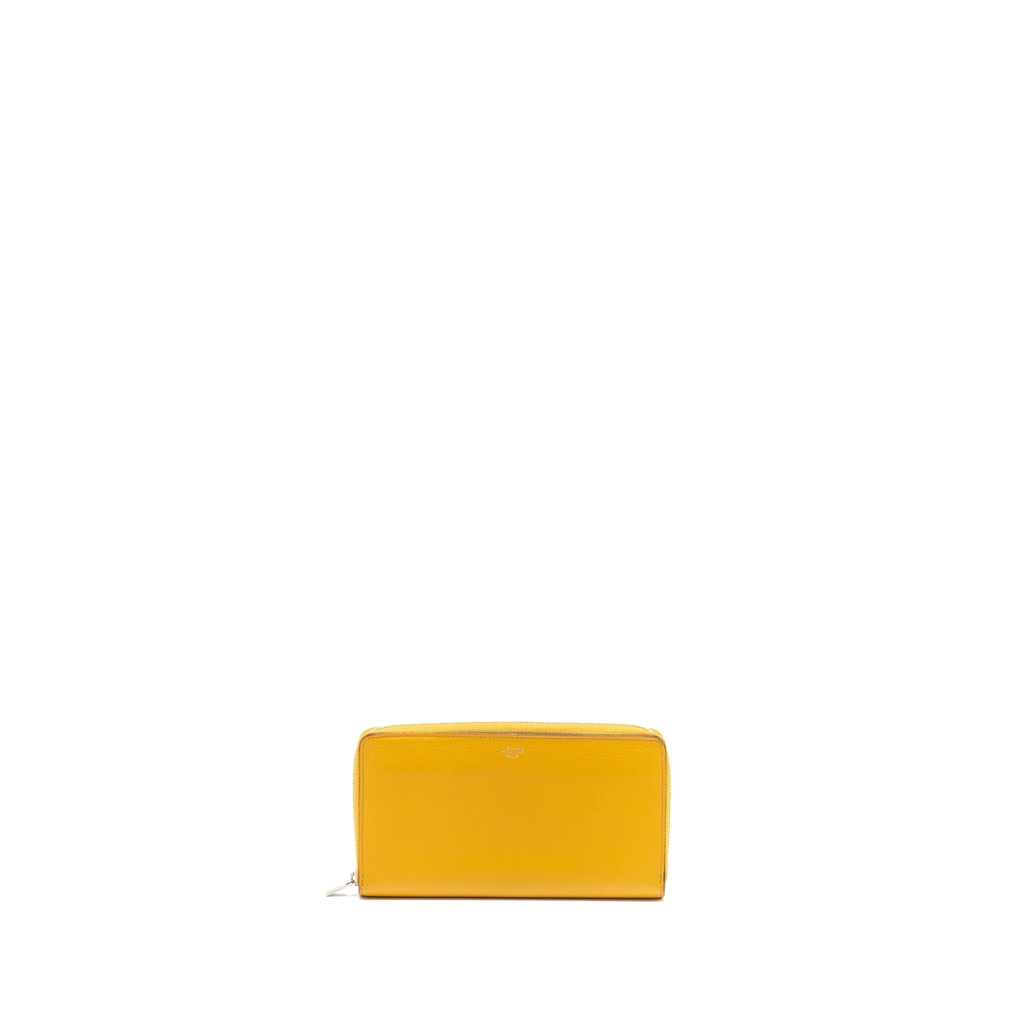 Celine zip long wallet calfskin yellow