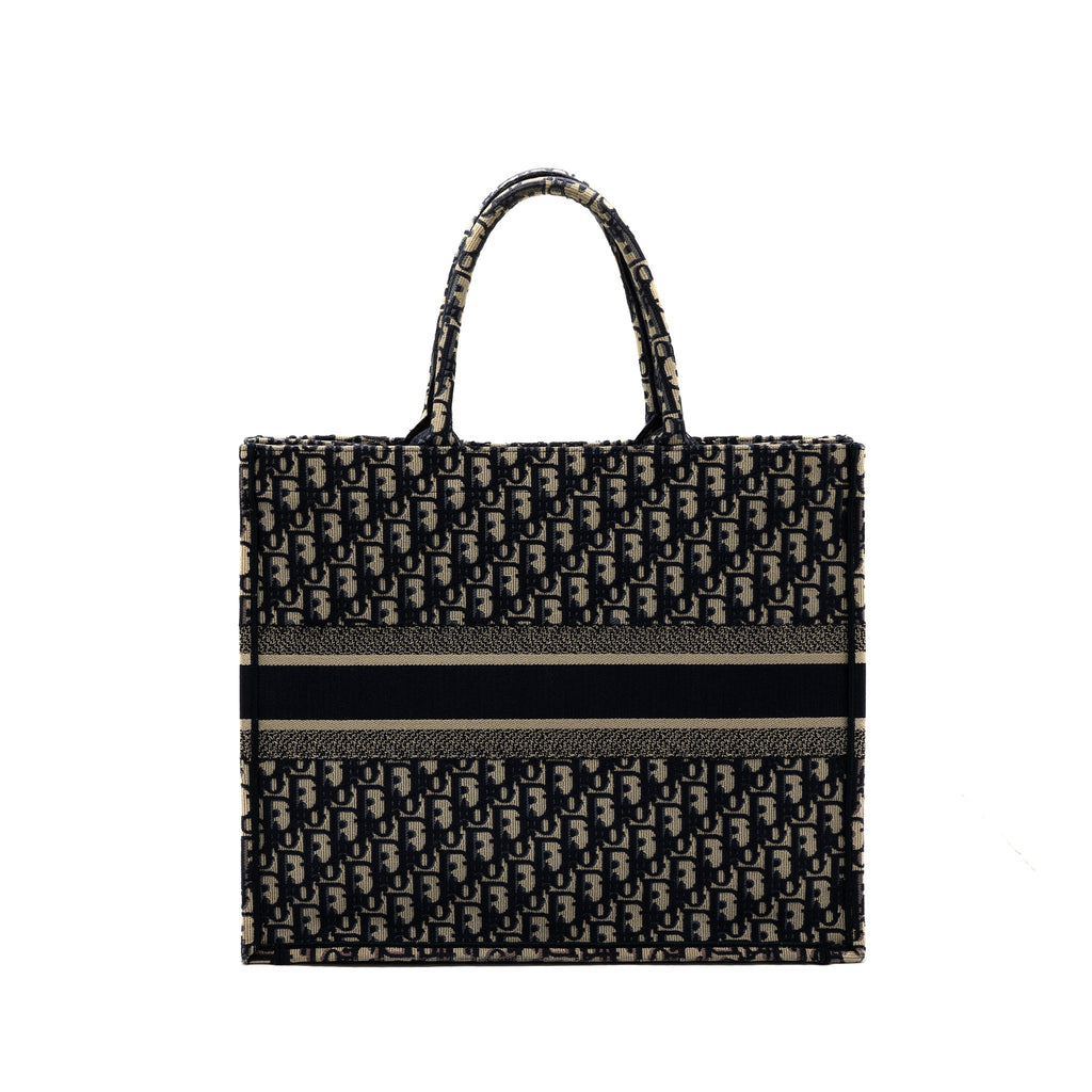 Dior Large Book Tote Blue Dior Oblique Embroidery