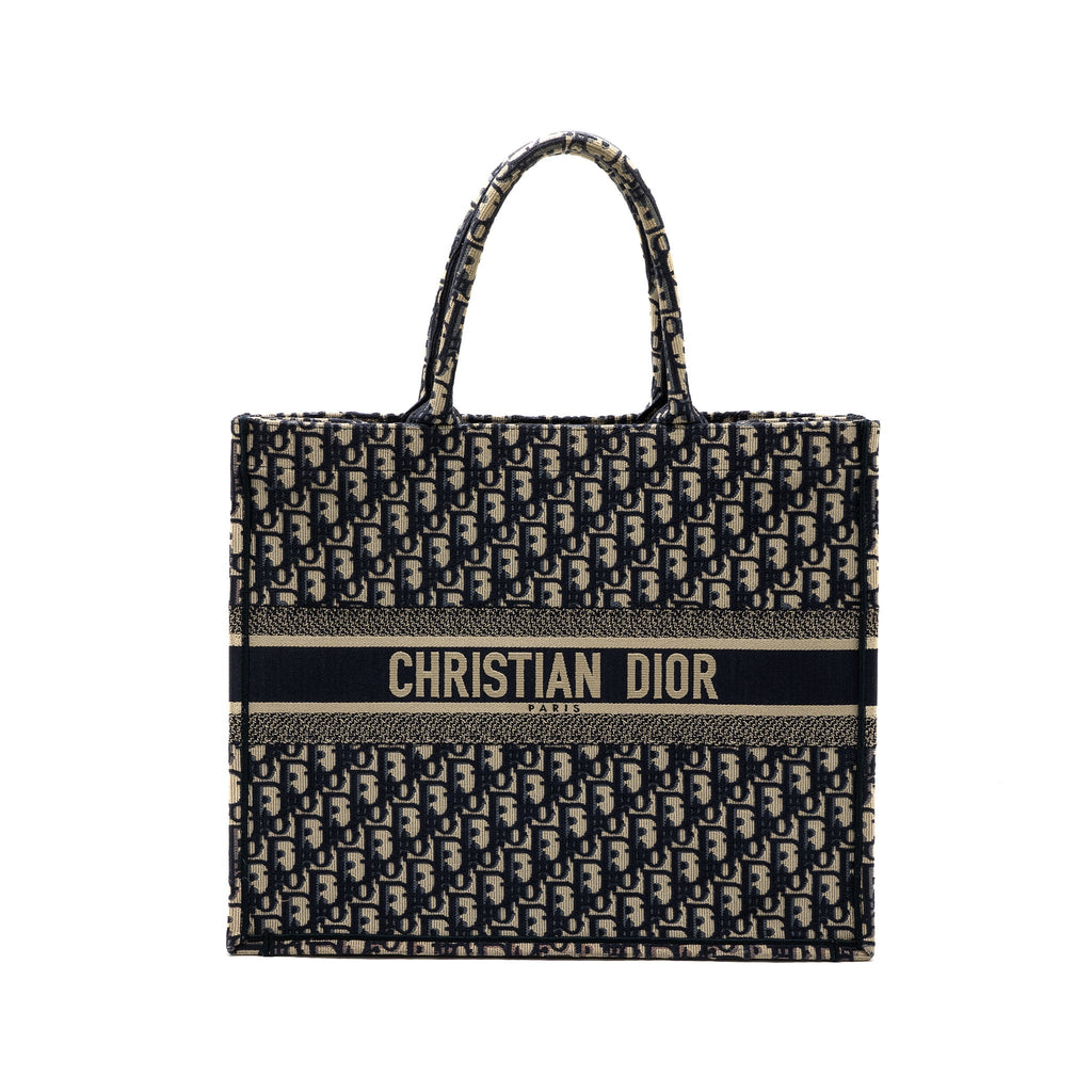 Dior Large Book Tote Blue Dior Oblique Embroidery
